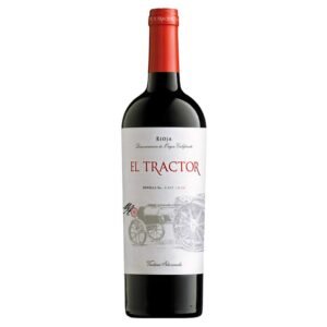 Bottle of El Tractor Vendimia Seleccionada, a premium barrel-aged Rioja red wine.