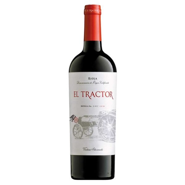 Bottle of El Tractor Vendimia Seleccionada, a premium barrel-aged Rioja red wine.