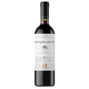 Bottle of Marqués de Arviza Alma Reserva, an oak-aged Rioja wine.